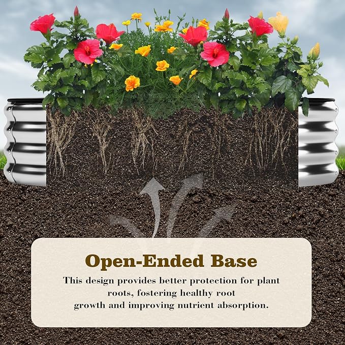 Galvanized Metal Planter Raised Garden Bed Kit for Gardening Outdoor，8x2x1ft Planter Grow Garden Box Raised Flower Bed，Long Vegetable Clearance Herb Raised Garden Beds for Gardening