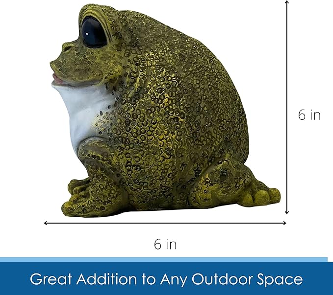 Stocky Frog Decorative Garden Statue and Key Hider - Hides a Secret Extra Hidden Key Outside in Garden, Yard or Porch