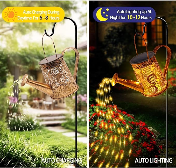 Solar Watering Can Lights Outdoor, Gardening Gifts for Mom Women Grandma Mother's Day, Waterproof Garden Decor Hanging Solar Lantern Lights, Outdoor Patio Yard Porch Decor for Birthday Christmas