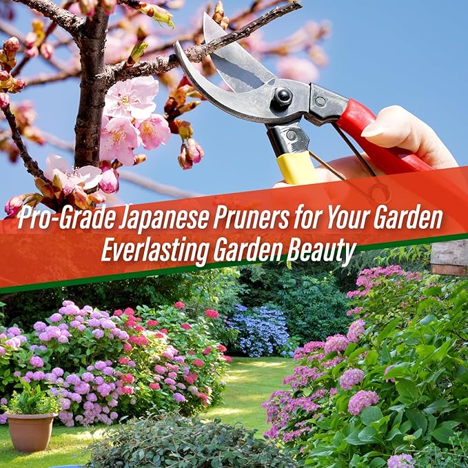 SUIZAN Bypass Pruning Shears 8” - Professional Japanese Hand Pruners Garden Scissors Gardening Tools