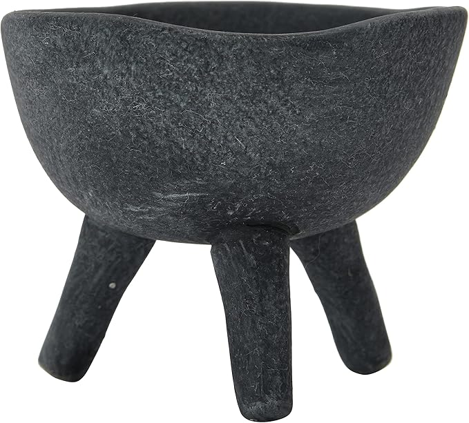 Creative Co-Op Boho Terracotta Footed Planter, Matte Black