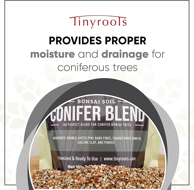 Conifer Bonsai Soil by Tinyroots – 100% Formulated and Pre-Mixed for Junipers, Japanese Black Pines, White Pines, Cedar, Cypress and All Other Conifers