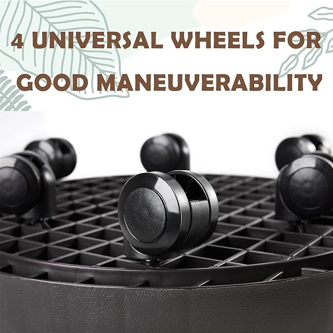 11 Inch Planter Caddies Rolling Saucer Caddy with Wheels, Heavy Duty Wheeled Stand for Potted Plant, Round Coaster Roller Base Tray with Casters, Flower Pot Dolly Holder for Indoor Outdoor