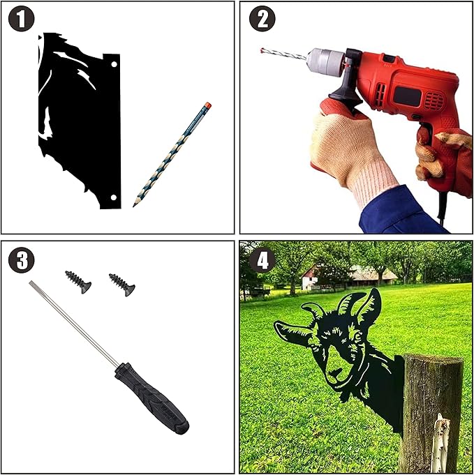 Peeping Goat Metal Art Farm Garden Decor Garden Fence Decoration Outdoor Decoration for Farmhouse,Yard,Lawn