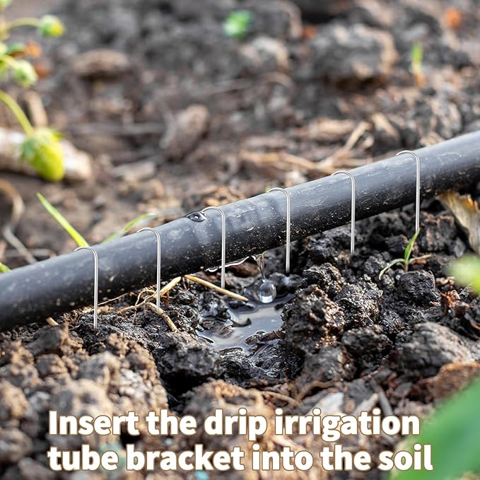 110/200pcs Irrigation Drip Tubing Landscape Staples J Shape Lawn Stakes 5 inch Length Drip Anchors Landscape Pins for Drip Tubing (110)