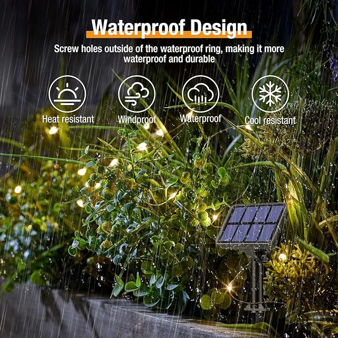 8 Pack Solar String Lights Outdoor, Total 640LED 264FT Solar Fairy Lights Outdoor Waterproof 8 Modes Copper Wire Solar Twinkle Lights for Outside Garden Patio Tree Christmas Wedding Party Decor