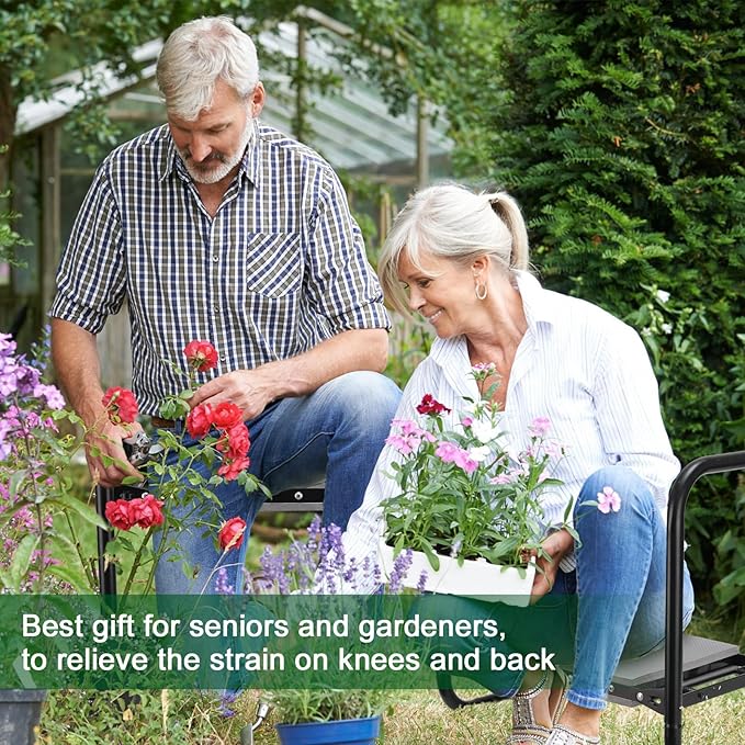 Garden Kneeler and Seat, Foldable Garden Stool 400lbs Heavy Duty Garden Tools Protects Knees and Back, Women and Men Seniors Gardener,Large 19.7"x10"x18.5"