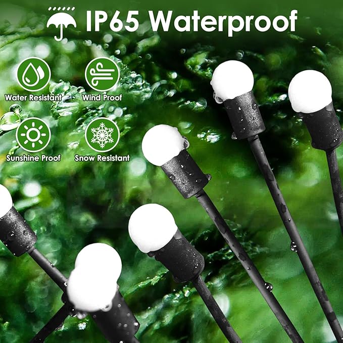 2025 Solar Lights Outdoor Waterproof, 2 Pack Solar Garden Lights, Solar Firefly Lights Outdoor Waterproof, Solar Twinkle Swaying Fairy Light for Yard Patio Pathway Garden Decoration (Cool White)