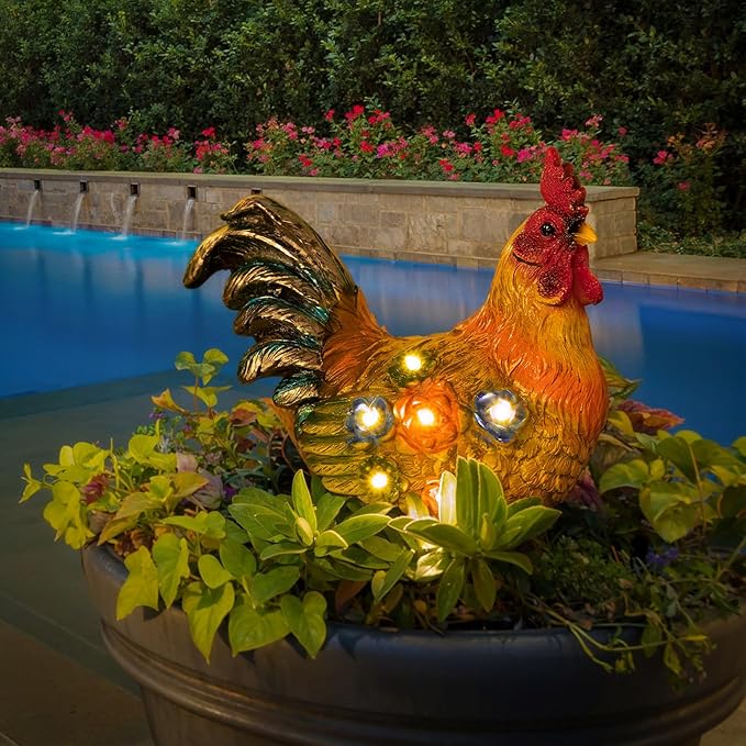 TAKE ME Gardening Gifts Chicken Gifts for Mom Garden Decor Solar Light Chicken Rooster Decor for Women Mom Grandma Gifts Birthday Gifts for Chicken Lovers