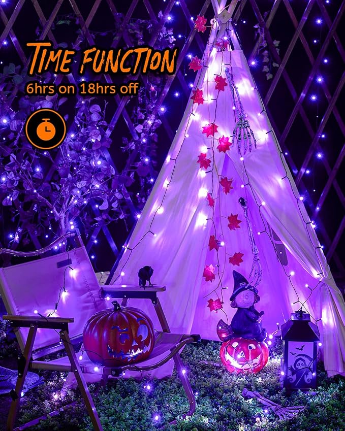 Minetom 196FT Purple Halloween Lights, 600 LED Halloween Fairy String Lights with 8 Modes Remote, Waterproof Plug in Purple Hanging Twinkle Lights for Party Garden Bedroom Halloween Decorations