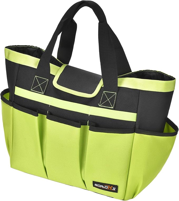 Garden Tool Bag with 10 Pockets,Heavy Duty Garden Plant Tool Set Store Content Bag,Garden Tool Organizer,Great Gardening Gifts,Green