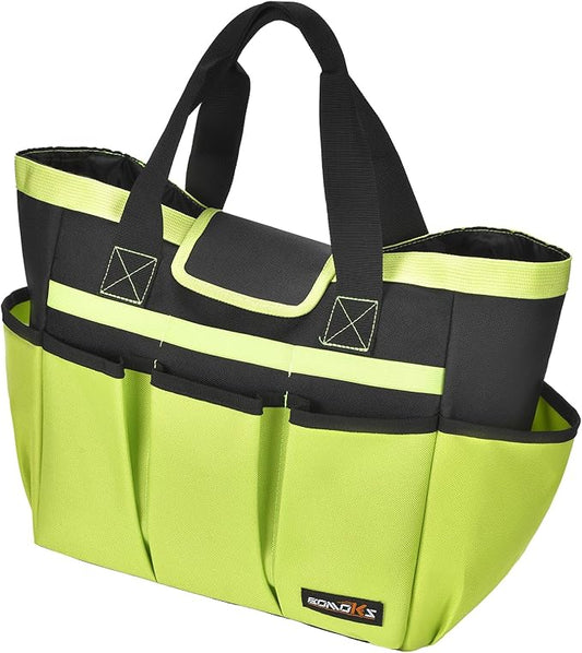 Garden Tool Bag with 10 Pockets,Heavy Duty Garden Plant Tool Set Store Content Bag,Garden Tool Organizer,Great Gardening Gifts,Green