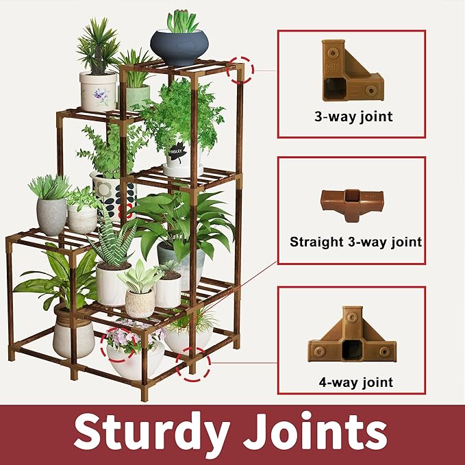 HOMKIRT 11 Tier Corner Plant Stand Indoor Outdoor For Multiple Plants, Corner Plant Shelf Rack Flower Stand, 40 Inch Tall Wood Plant Holder Ladder Table Display For Patio Garden Balcony Window