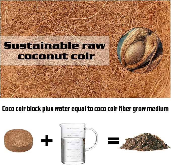 ZeeDix 50pcs(50mm) Coco Coir Pellets Potting Soil Indoor Plants, Compressed Coconut Coir Soil Pellets Seed Starting Pellets Soil Discs for Planting Flowers Bonsai Herbs Plants and Vegetables