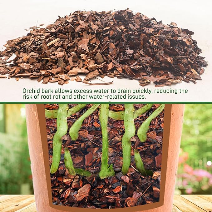 2qt Orchid Bark Horticultural Grade- Natural Mulch for Potted Plants, Root Development of Orchid Plants and Garden Soil Amendment Mix