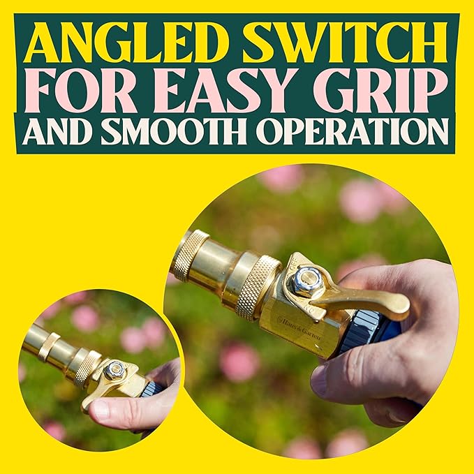 Haus & Garten Heavy-Duty 3/4" Brass Garden Hose Shut Off Valve - Garden Hose Connector, Water Shutoff, Gardening Hose Nozzle Valve, Outdoor 3/4 Inch GHT Brass Shut Off Valve Attachment (1-Pack)