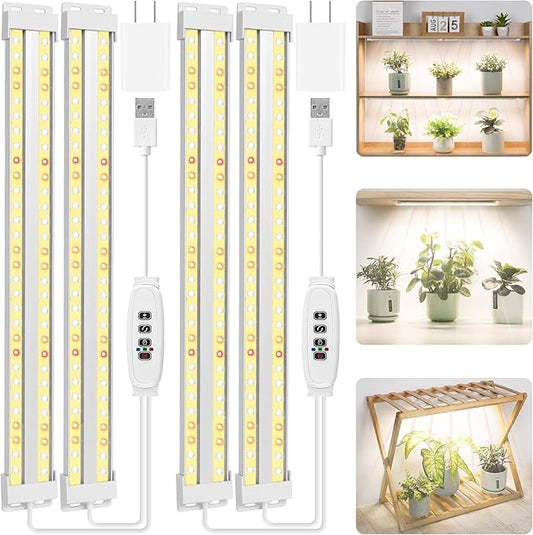 FOXGARDEN Dual-Row Grow Lights for Indoor Plants, 240 LEDs Grow Light Strip Full Spectrum, Plant Lights for Indoor Growing with 4/8/12H Timer, 10 Dimmable, Dual-Row LEDs Plant Grow Light, 2 Pack