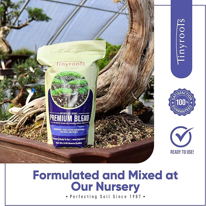 Bonsai Outlet Premium Bonsai Soil - Tinyroots 2.25 Quart Soil Blend for Finished Bonsai, Ideal for Water Retention and Root Development, Made from Genuine Akadama, Red Lava Rock and Pumice