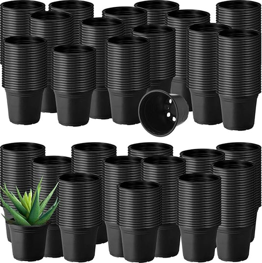 Hushee 1500 Pcs 4 Inch Plastic Plants Nursery Pots Bulk Seed Starting Plant Pots with Drainage Holes Indoor Outdoor for Flower Transplanting Garden Supplies (Black)