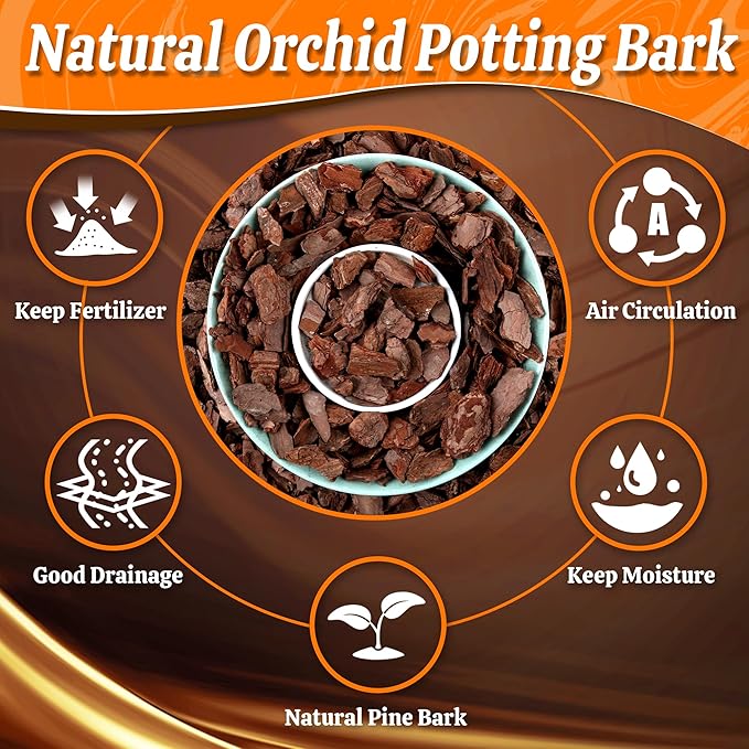 AVALUTION Orchid Potting Bark-3QT Organic Orchid Bark for Plants, All Natural Pine Bark Wood Chips for Houseplant Mulch, Orchid Plants Root Development, Mulch for Potted Plants