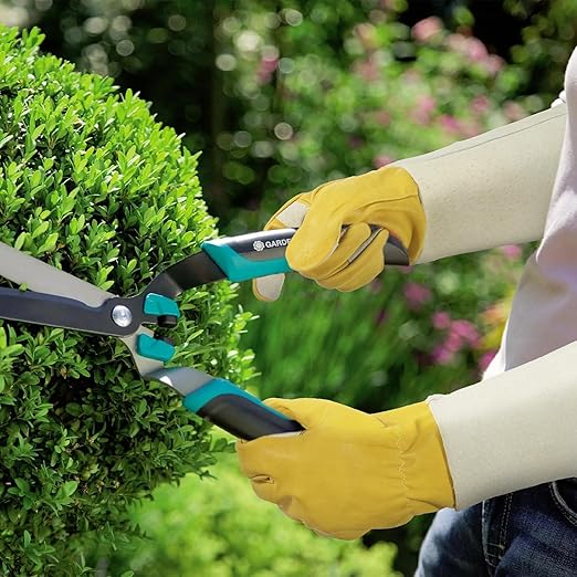 HLDD HANDLANDY Gardening Gloves Long Sleeve for Women and Men Leather Garden Gloves for Yard & Outdoor Work, Golden Yellow, XL