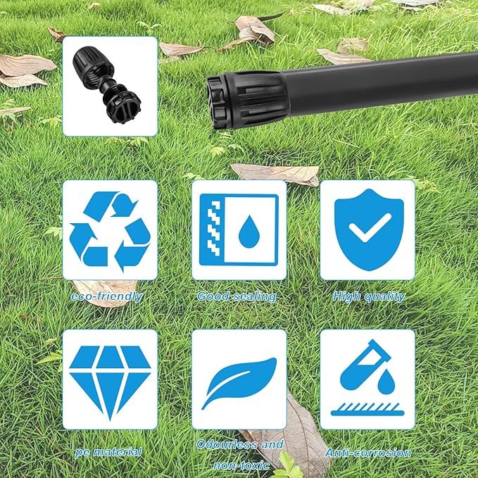 8x1/2 Inch Drip Irrigation Fittings End Caps&2x1/2 Inch to 1/4 Inch Locked Barbed Six Hose Connectors 1/2 Inch Irrigation Fittings End Plugs for (1/2'' ID x 0.60-0.63'' OD)16mm Drip Tubing Connectors