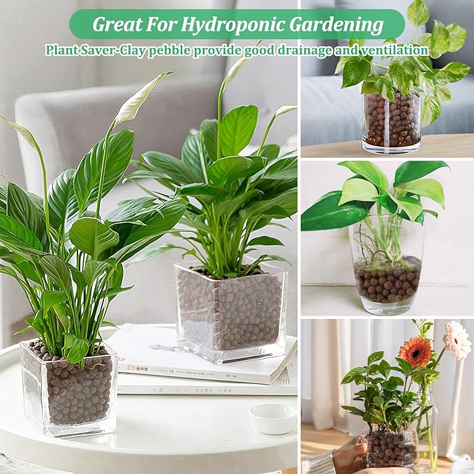 Riare 6 LBS Organic Expanded Clay Pebbles for Plants- 4mm-16mm Natural Leca Balls Lightweight Hydroponic Clay Pebbles Aggregate for Indoor Plants, Hydroponic Growing, Plants Drainage, Aquaponics