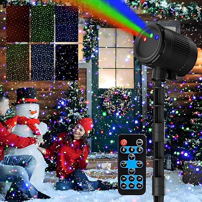 Christmas Projector Lights Outdoor, 3 Color Laser Starry Light Show with RF Remote Control for House Patio Garden Outside Holiday Decoration Indoor Wedding Party Holiday Xmas Gift - Black