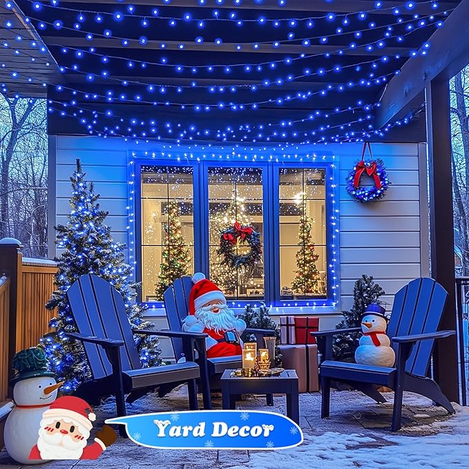 JMEXSUSS 500 LED Blue Christmas Lights Outdoor, 173ft 8 Modes Waterproof Christmas Tree Lights, Green Wire LED Fairy String Lights Plug in for Indoor Party House Holiday Christmas Decor