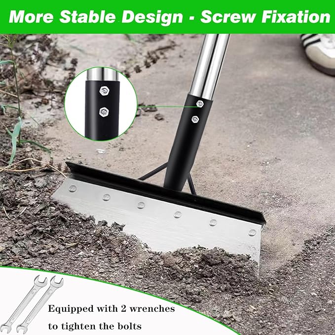 DOUBFIVSY Garden Cleaning Shovel, 54 Inch Multifunctional Flat Shovel Adjustable Long Handle Heavy Duty Garden Shovel Weed Scraper for Lawn Edging, Scraping, Weed and Ice Removal
