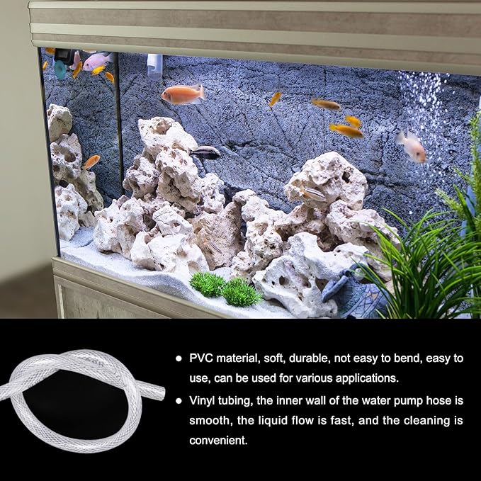 1/2" x 5/8" Braided Clear Plastic PVC Tubing 10ft High Pressure Flexible Reinforced Vinyl Tube, [for Garden Irrigation, Water Hose, Fish Tank, Water Transfer] - 12.7x15.9mm