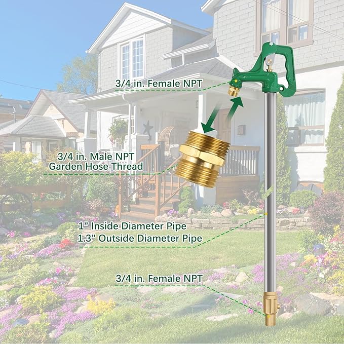 Frost Proof Yard Hydrant Frost Free Outdoor Faucet Freeze Proof Hydrant for Yard Garden Farm Pasture Irrigation,Water Faucet 3/4" Pipe Connection,3.25ft Total Length 12 inch Bury Depth No Lead