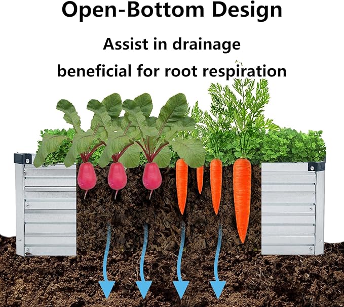 3 Pack 6x3x1FT Galvanized Raised Garden Beds Kit Outdoor Metal Gardening Planter Box for Vegetable Elevated Flower Herbs,Silver