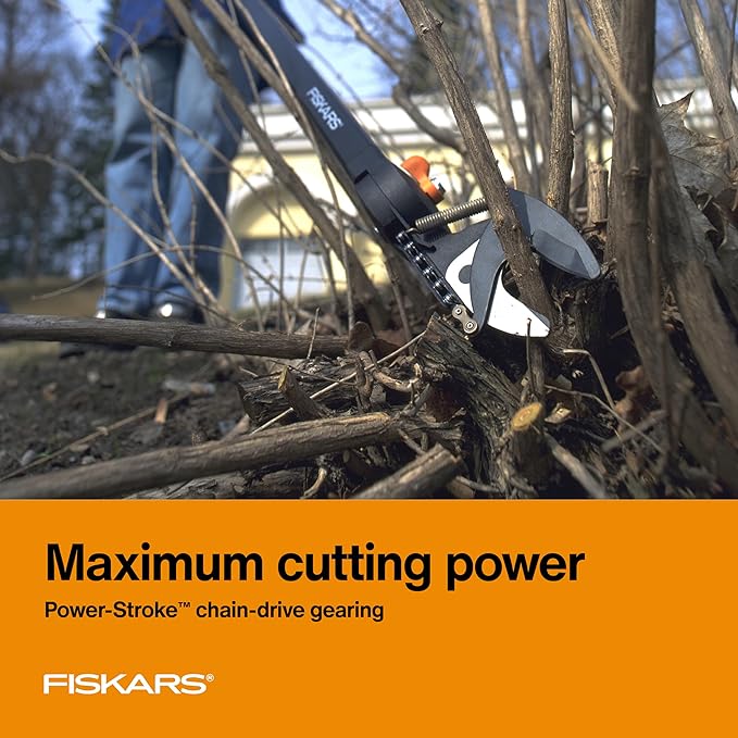 Fiskars 5ft Ropeless Tree Trimmer with Rotating Head, Long Handle Stik Pruner, Branch Cutter to Prune High Branches or Low Shrubs, Garden and Yard Tools