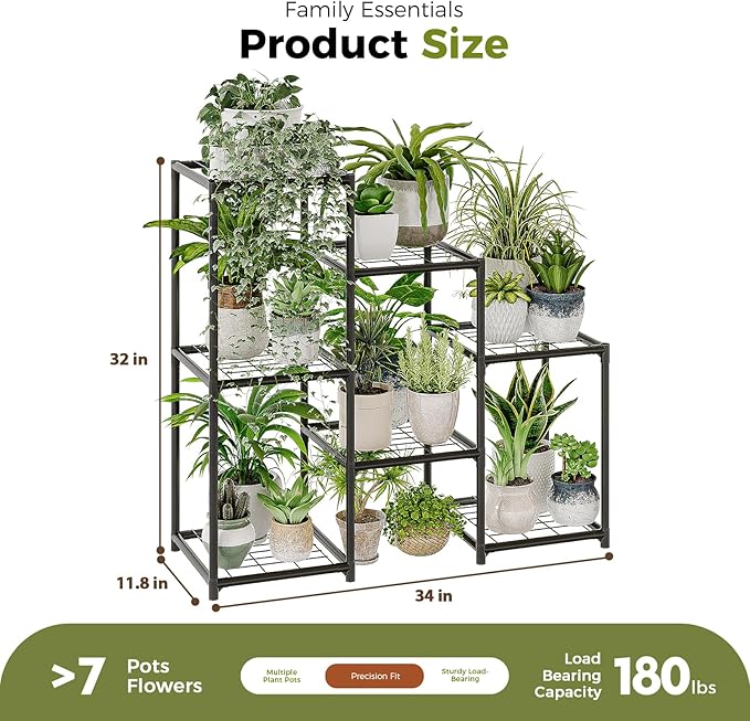 Bamworld Plant Stand Outdoor Metal Plant Shelf for Multiple Plants 3 Tiers Ladder Plant Holder Waterproof for Garden Living Room Patio Morden Home Decor Gardening Gifts