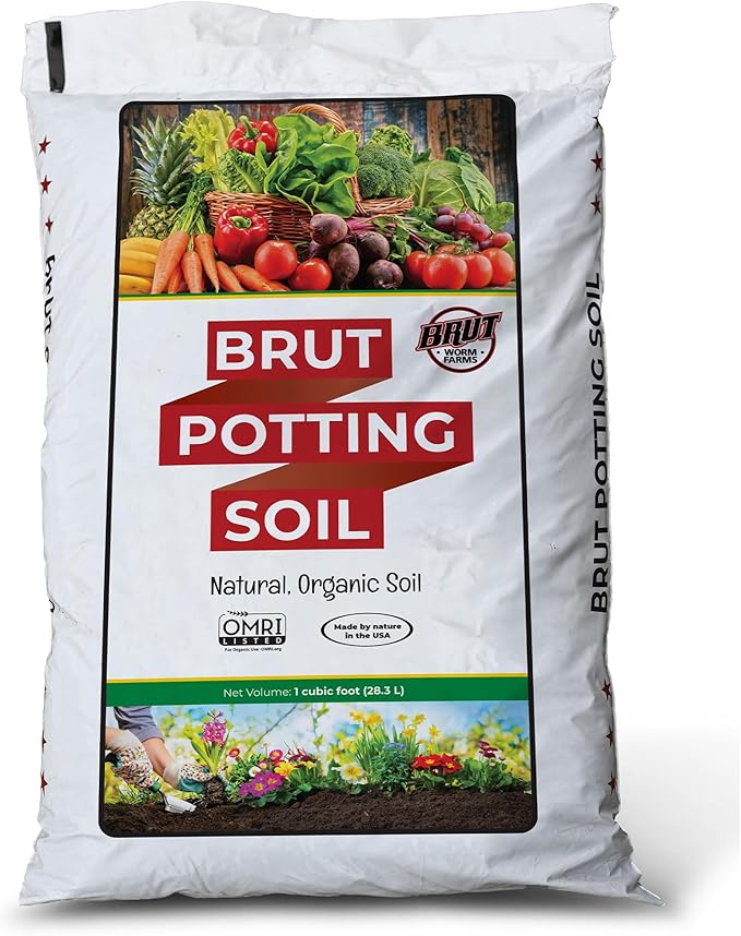 Brut Organic Potting Soil – 1 CF – Everything Your Plants Need in one Bag. Indoor and Outdoor Container Plants.