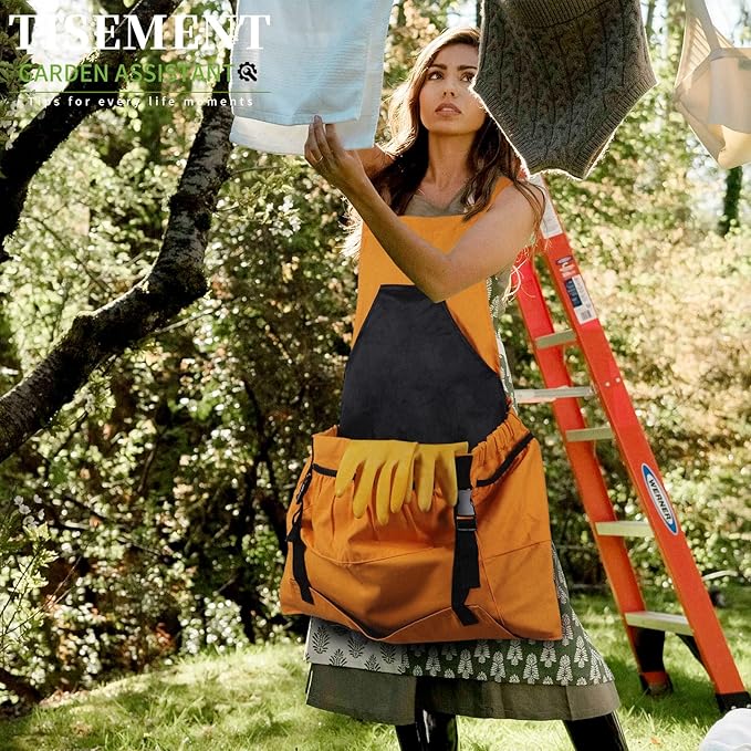 Gardening Apron,Unisex 8Oz Waterproof Canvas Garden Apron with Pockets for Harvesting, Gardening Gifts for Women