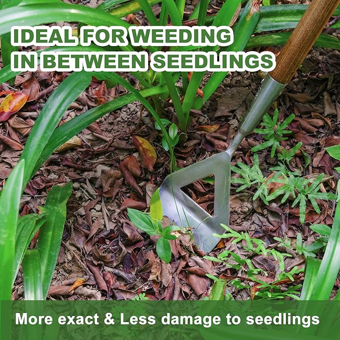 Dutch Hoe, Bending-Proof Push Pull Weeder, 51'' Long Handle Dutch Hoe Weeder for Women, Heavy Duty Stainless Steel Garden Dutch Hoe for Weeding in Between Seedling, Removal Moss,Soil Loosening