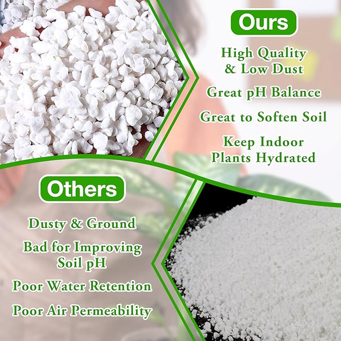 Halatool 2QT Perlite for Plants Indoor 3-6mm Premium Perlite Bulk for Gardening Natural Potting Soil Mix Additive for Holding Moisture Aeration Drainage