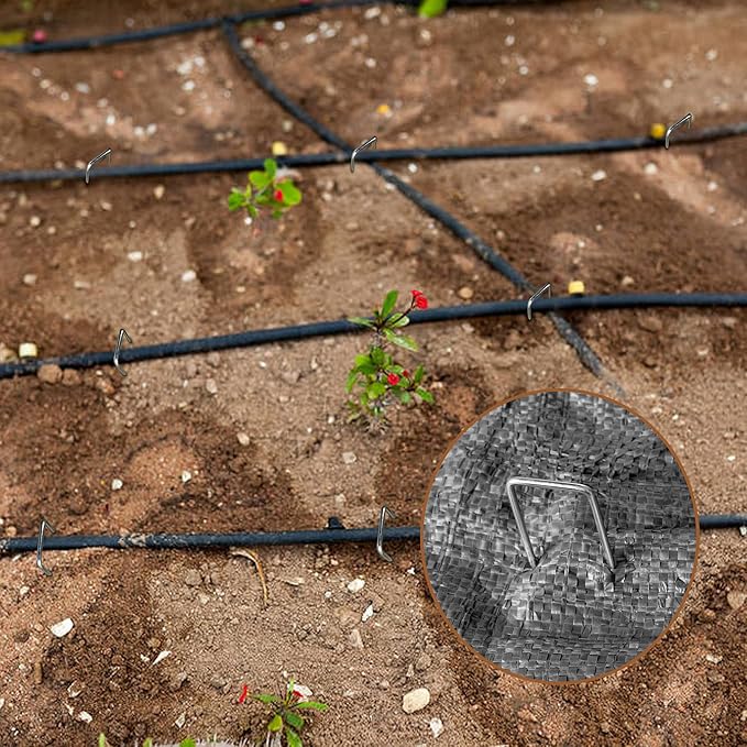 200 Pcs Garden Staples 6 Inch U-Shaped Landscape Staples,11 Gauge Heavy Galvanized Garden Staples are Suitable for Outdoor Fabric Irrigation Hoses, Artificial Turf Nails, Fixed Fences and Tents.