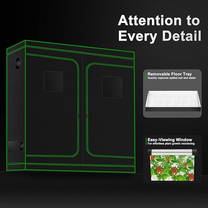 ATOUR 96”x48”x80” Grow Tent, Reflective 600D Mylar,Hydroponic Grow Tent with Observation Window and Floor Tray for Indoor Plant Growing 4’x4’