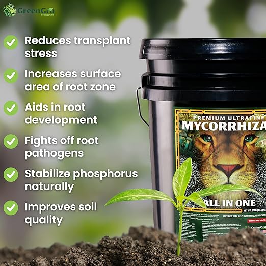 GreenGro Premium Ultrafine Myco - Mycorrhizal Inoculant & Water Soluble Root Enhancer from Superior Strains/Improves Nutrient Uptake & Eases Transplant/Indoor & Outdoor Plant Fertilizer (1 lb)