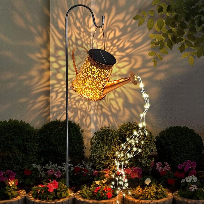 Watering Can Light Solar Powered: Garden Lights Waterproof Outdoor Yard Decoration - Flower Lanterns Hanging Patio Proch Pathway Decor - Gardening Birthday Gifts for Women Mom Wife Grandma