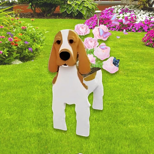 Brown and White Cocker Spaniel Dog Planter Plant Pots,Cute Garden Dog Flower Planter,Dog Planters Birthday Gifts for Women,Office,Indoor/Outdoor Decor（9.45 * 9.17 * 13.39in）