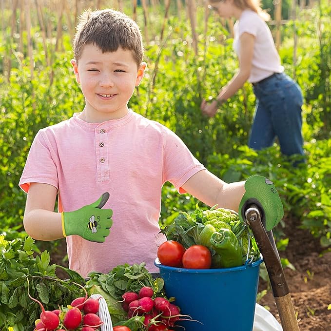 6 Pairs Kids Gardening Gloves Yard Work Gloves Children Soft Safety Rubber Coated Gloves for Toddlers Youth Girls Boys Children (Medium (Age 6-8))