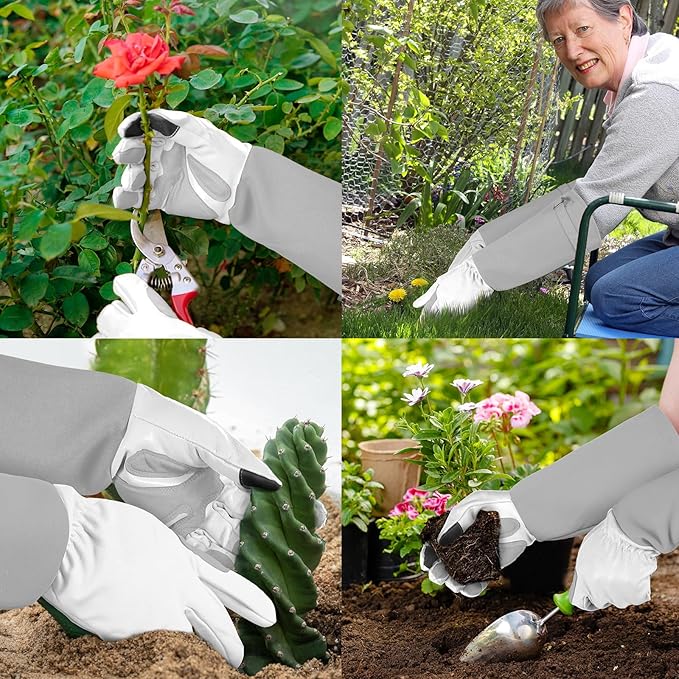 Long-Gardening-Gloves for Women/Men - Thorn Proof Rose Pruning Gloves Heavy Duty Gauntlet-L