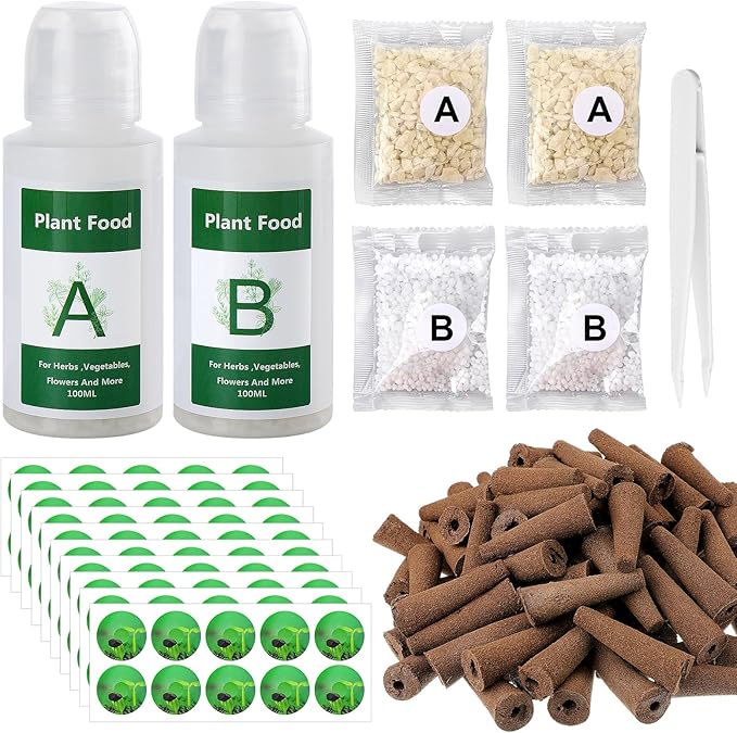 100pcs Hydroponic Grow Sponges for Aerogarden - Seed Sprout Pods Kit with Plant Food, Compatible with Most Indoor Hydroponics Plants Growing System