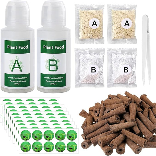 100pcs Hydroponic Grow Sponges for Aerogarden - Seed Sprout Pods Kit with Plant Food, Compatible with Most Indoor Hydroponics Plants Growing System