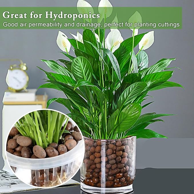 ZeeDix 5.5LB Expanded Clay Pebbles, 4mm-16mm Clay Leca Balls Clay Pebbles for Plants, Natural Clay Pellets Balls for Hydroponic, Indoor Plants Drainage, Gardening, Orchids, Decoration, Aquaponics