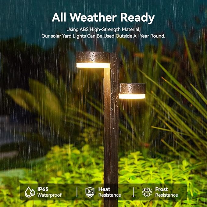 Solar Pathway Lights Outdoor, 4 Pack Brighter Modern Dual-Head Outdoor Solar Lights for Outside Up to 12Hrs, IP65 Waterproof Solar Garden Lights for Yard Landscape Path Walkway Decoration